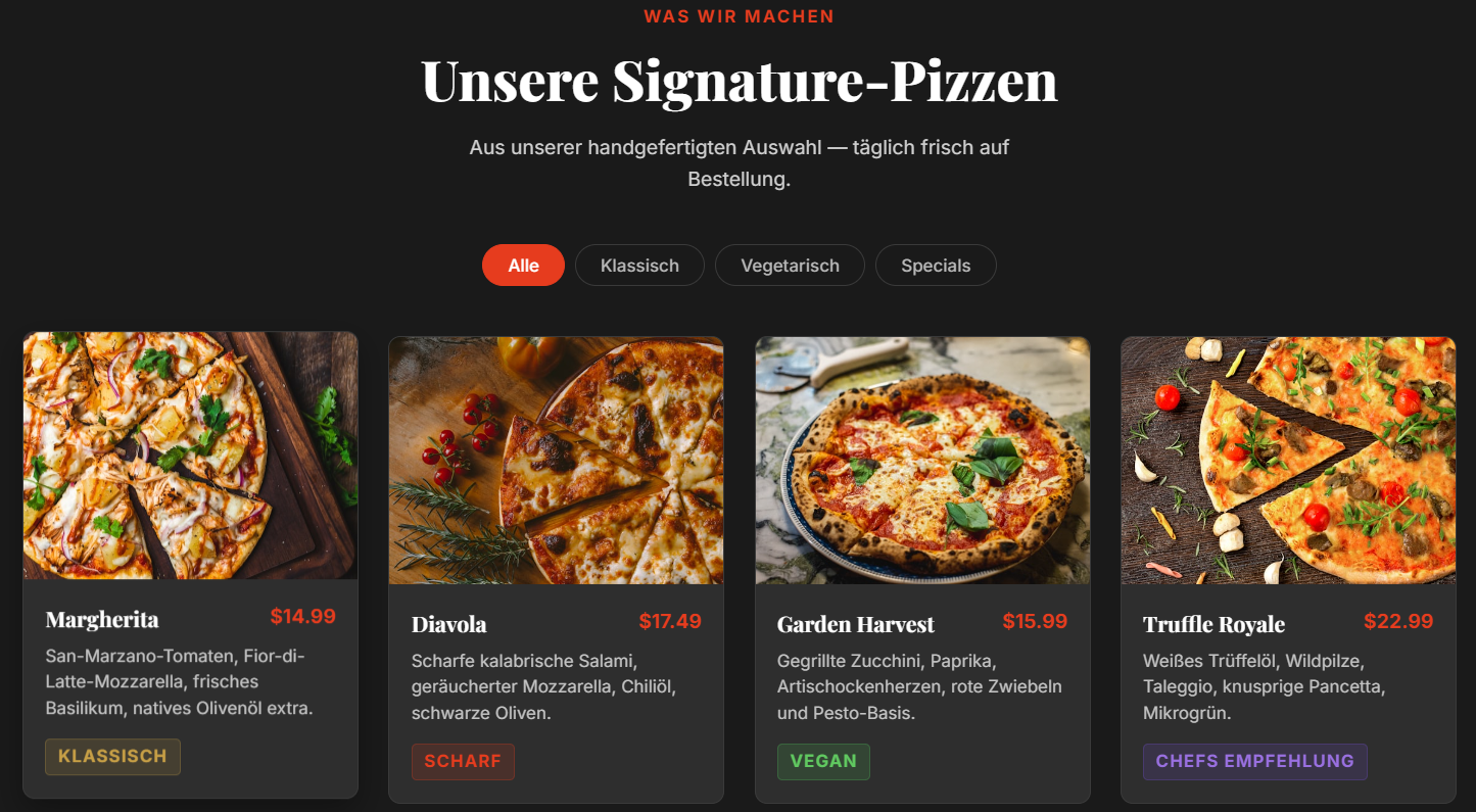 Beispiel einer guten Restaurant-Website